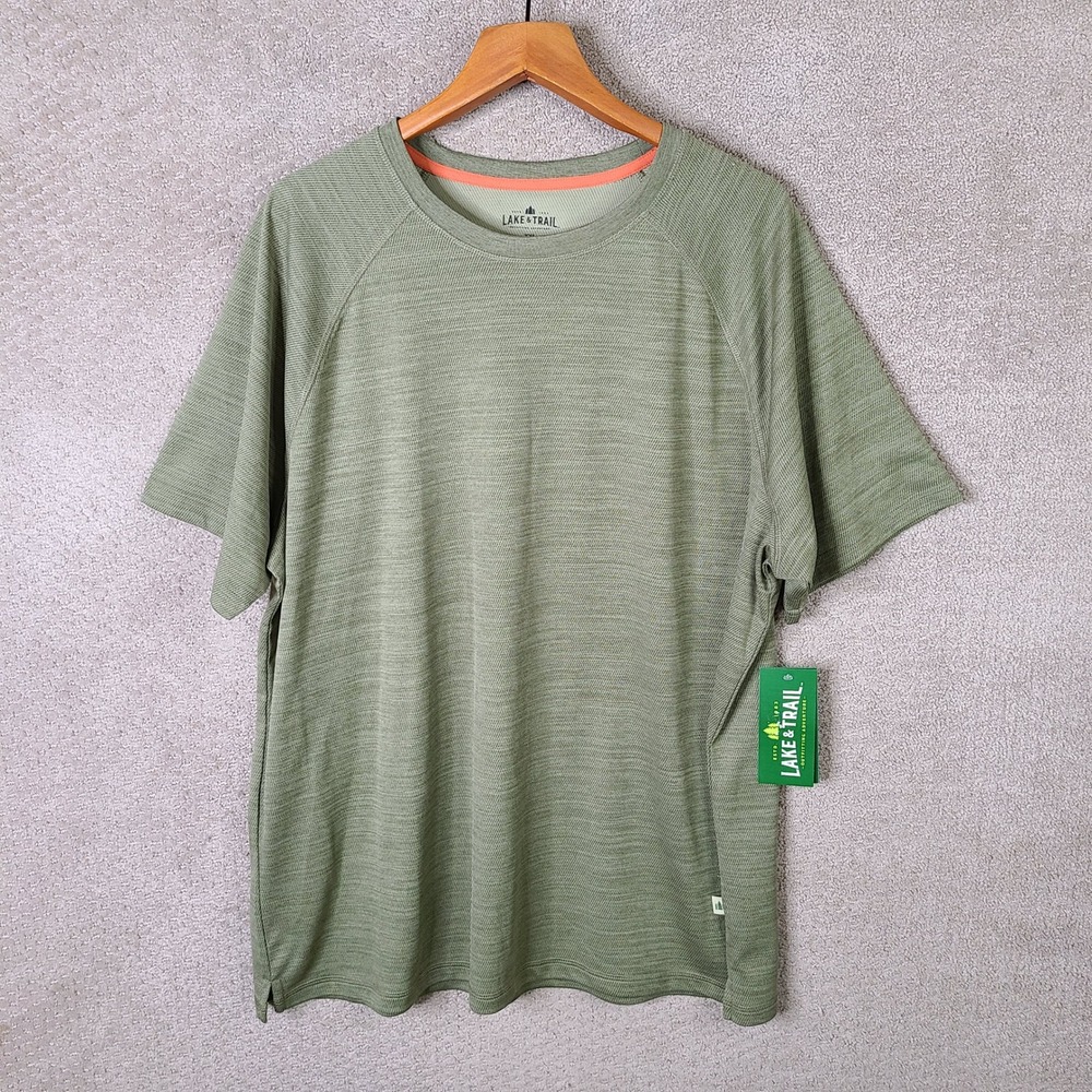 Lake & Trail Shirt Mens XXL Green Tech Tee Recycled Polyester Fast Dri NEW
